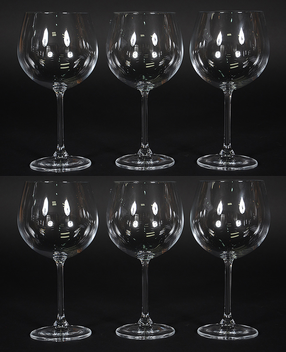 Seis cálices para vinho feitio balloon.