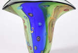 Vaso de murano decorativo nas cores azul e verd... - Vaso de murano decorativo nas cores azul e verde com pó de ouro.