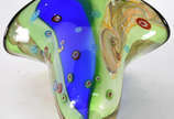 Vaso de murano decorativo nas cores azul e verd... - Vaso de murano decorativo nas cores azul e verde com pó de ouro.