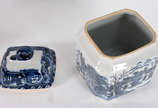 Potiche de porcelana azul e branca ao gosto ori... - Potiche de porcelana azul e branca ao gosto oriental.