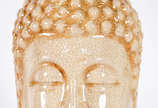 Cabeça de Buda de cerâmica craquelê vitrificada. - Cabeça de Buda de cerâmica craquelê vitrificada.