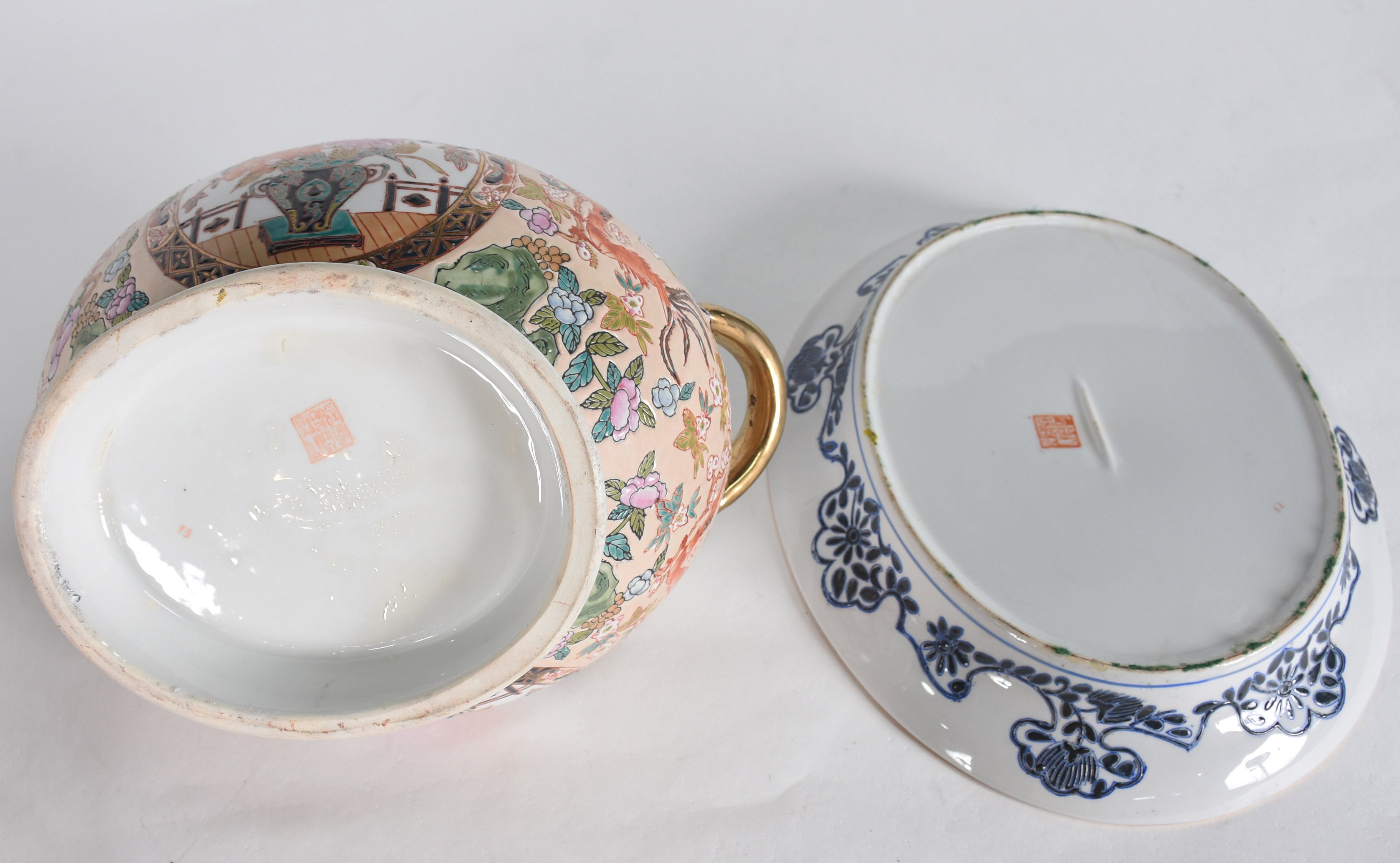 Sopeira com presentoir de porcelana oriental policromada. - foto 5 de 5