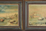 HEIRICH WENZEL, Marinha - Dois quadros  pintura em papel, tempera envernizado.