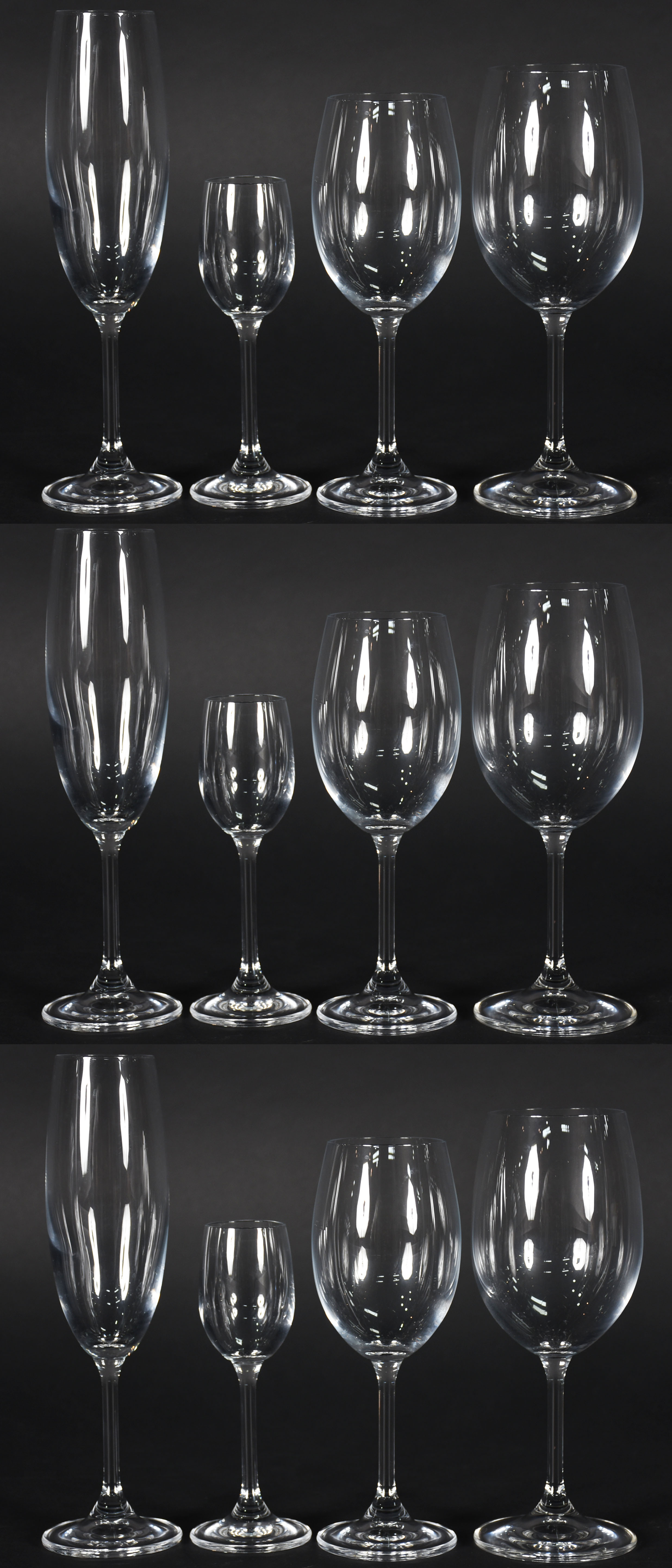Conjunto de cristal composto de: 6 flutes, 4 cálices para água, 5... - foto 1 de 2