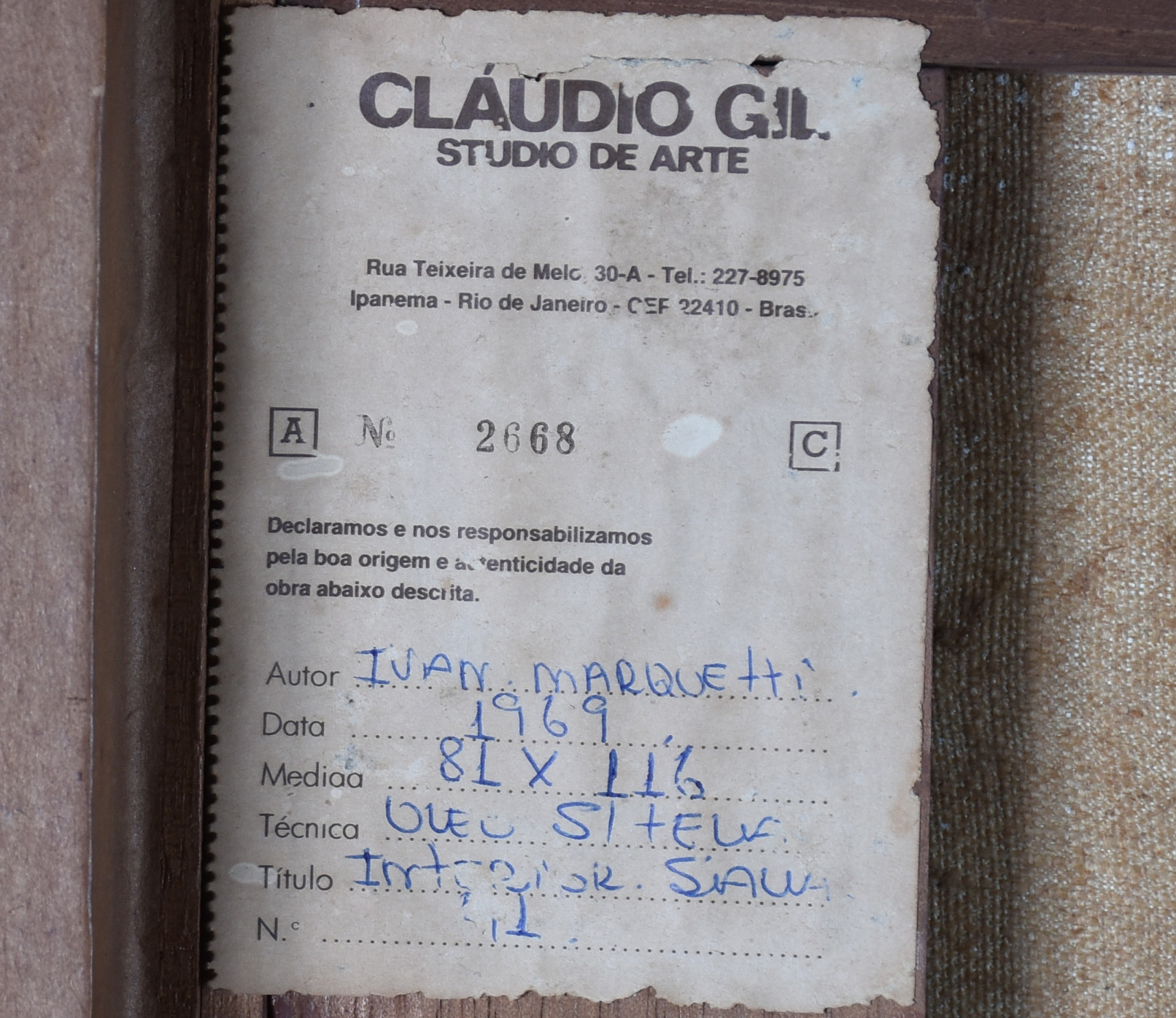 Ivan Marquetti (1941-2004), Interior, sala. Ouro Preto , 1969 - foto 6 de 6