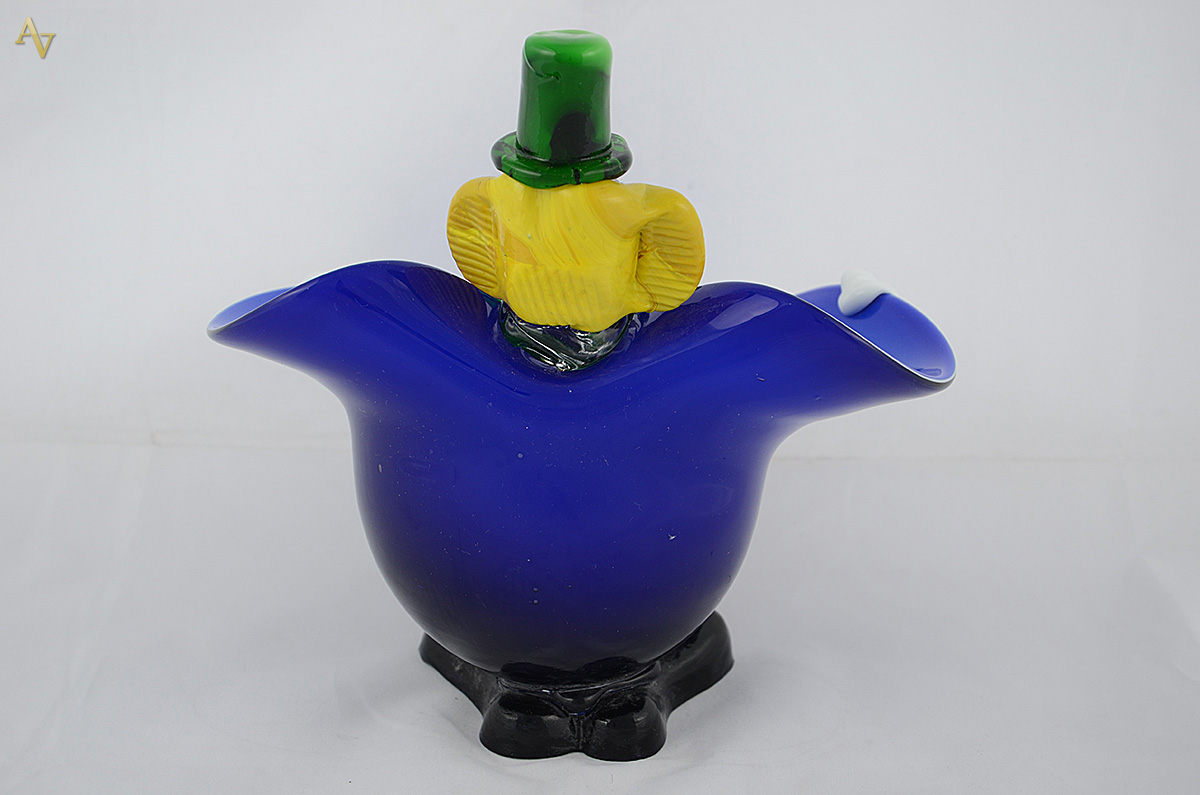 Baleiro de murano feitio palhaço azul. Altura 22 cm. - foto 2 de 2