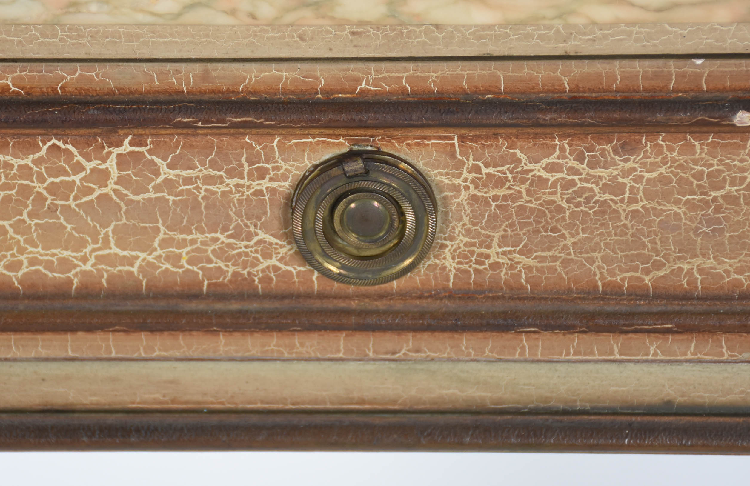 Console de parede em madeira decapé com dourado, tres gavetas, tampo... - foto 4 de 6