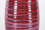 Vaso decorativo de murano vermelho com listras ... - Vaso decorativo de murano vermelho com listras pretas.