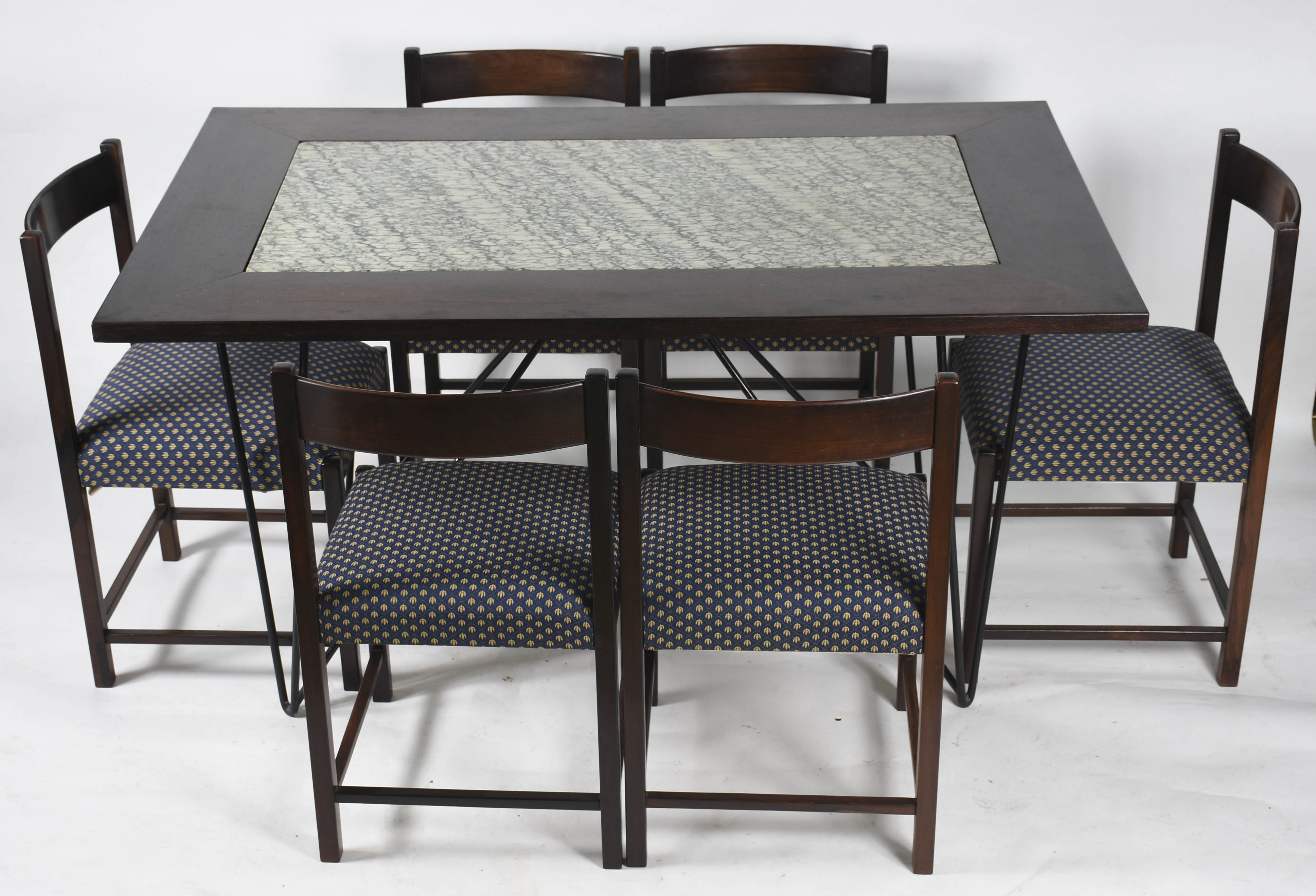 Mesa de jantar de jacarandá com parte central de mármore e base de... - foto 1 de 9