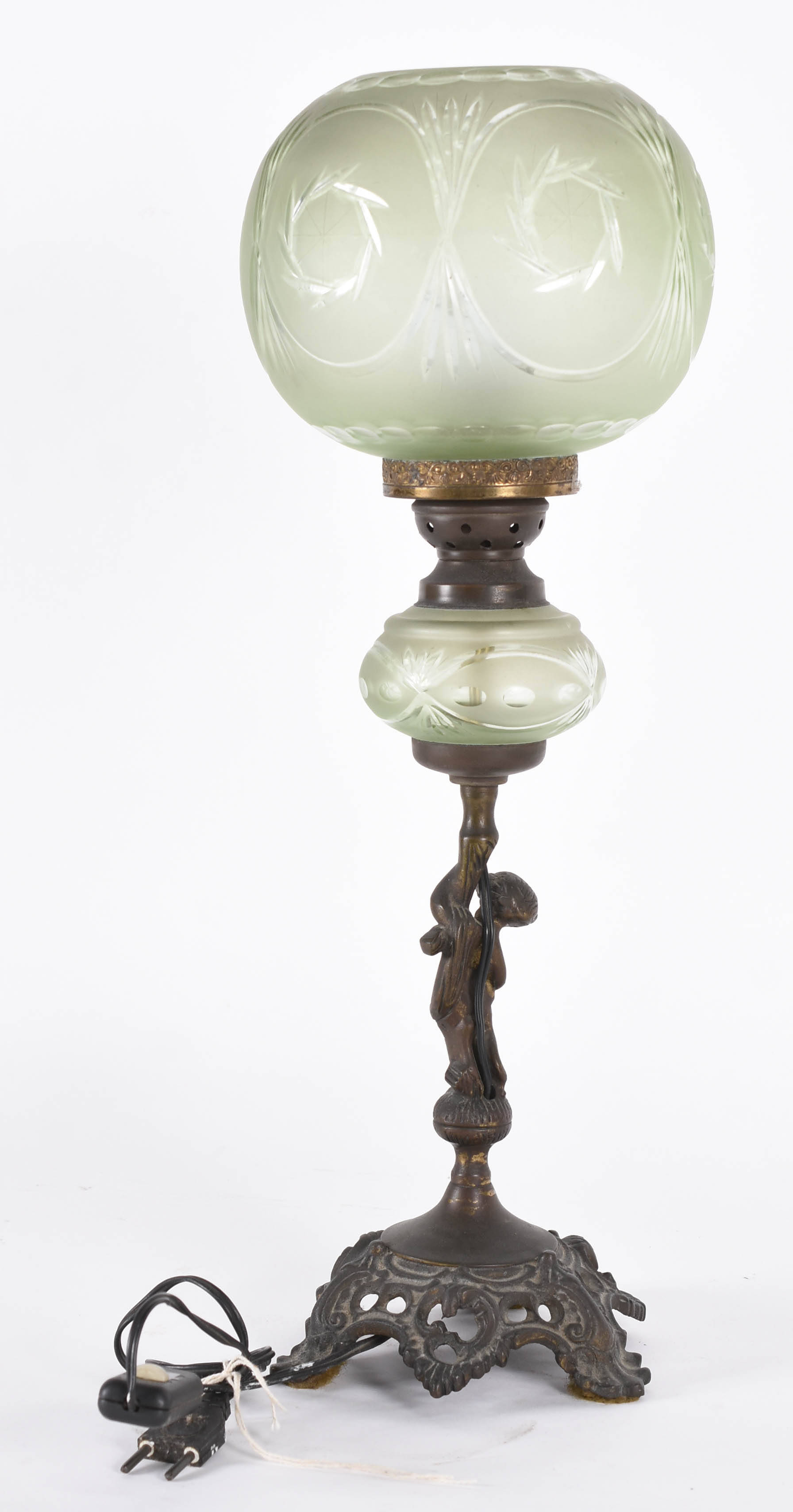 Luminária de metal com figura infantil, cúpula verde e detalhe de... - foto 4 de 4