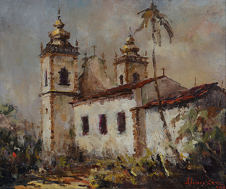 ALCIDES CRUZ - Igreja - ost - 38 x 46 - 1950 - foto 2 de 4