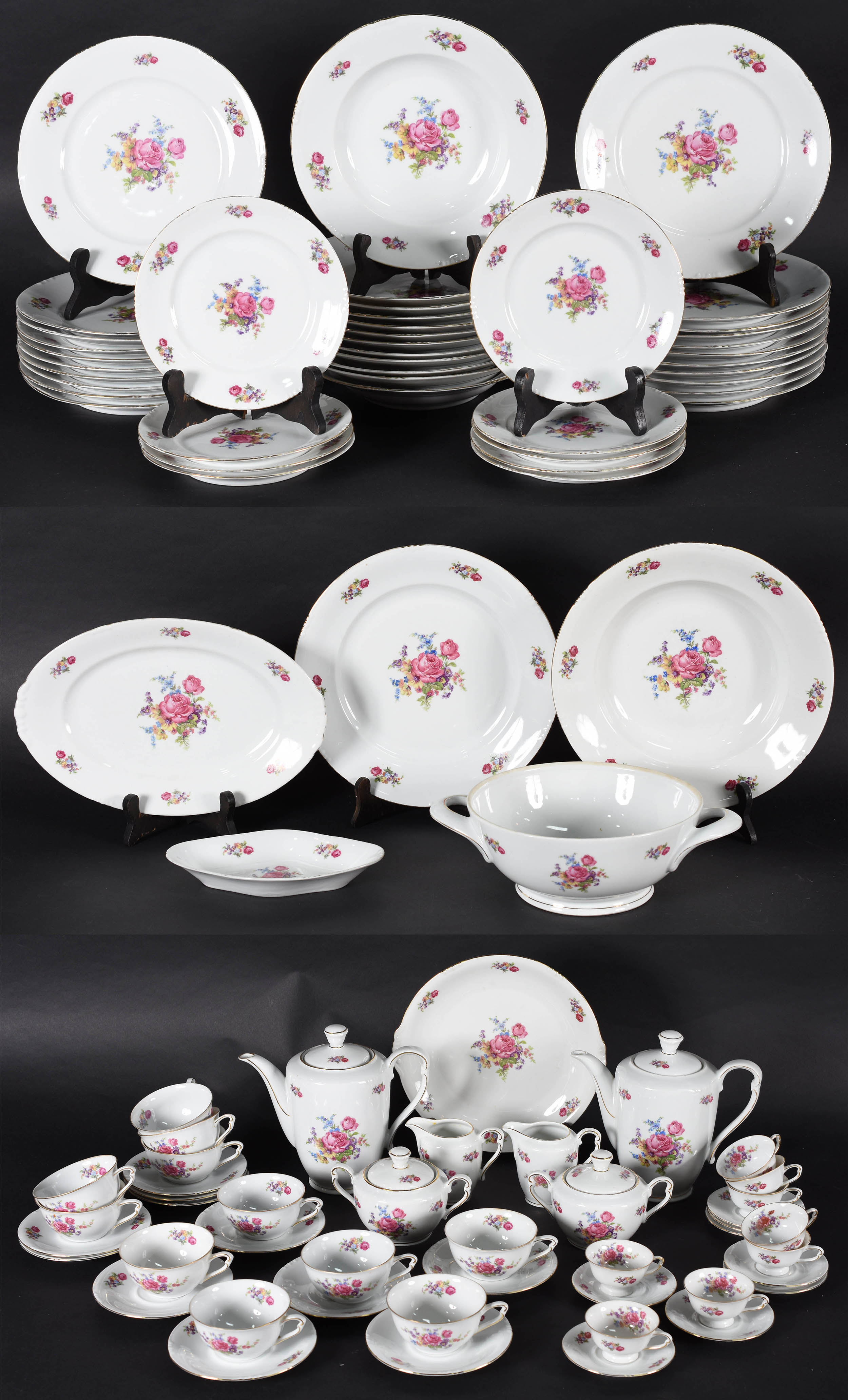 Aparelho de porcelana da Bavaria, decoração floral em policromia... - foto 1 de 9
