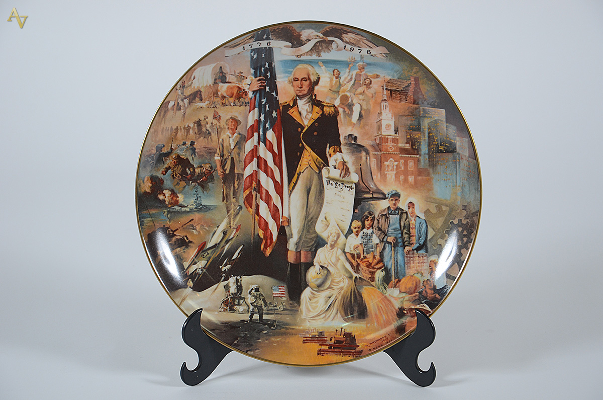 Prato de porcelana americana de coleção com figura de Washington... - foto 1 de 2
