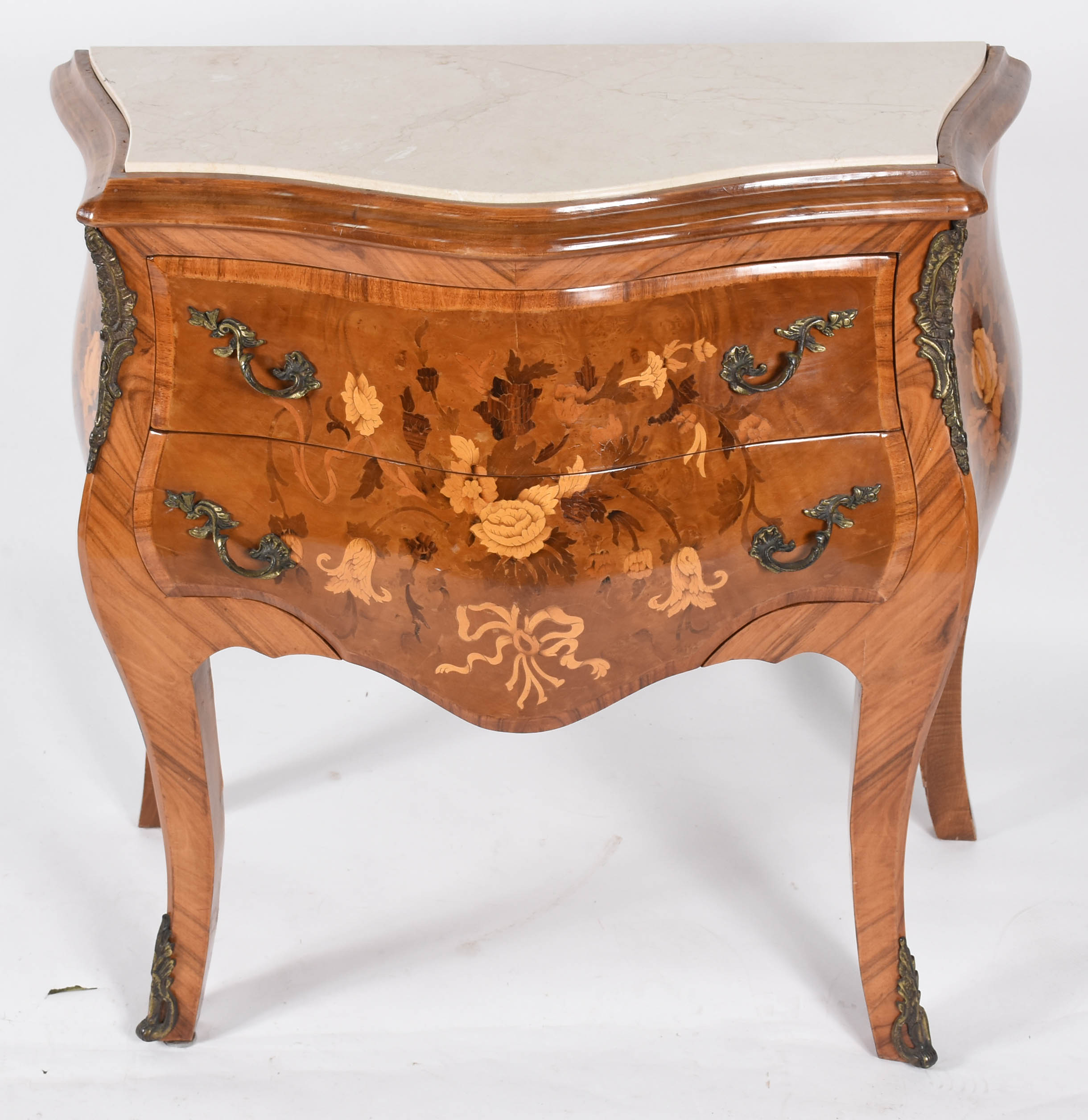 Comoda com 2 gavetas de madeira marchetada estilo francês, aplicações... - foto 3 de 5