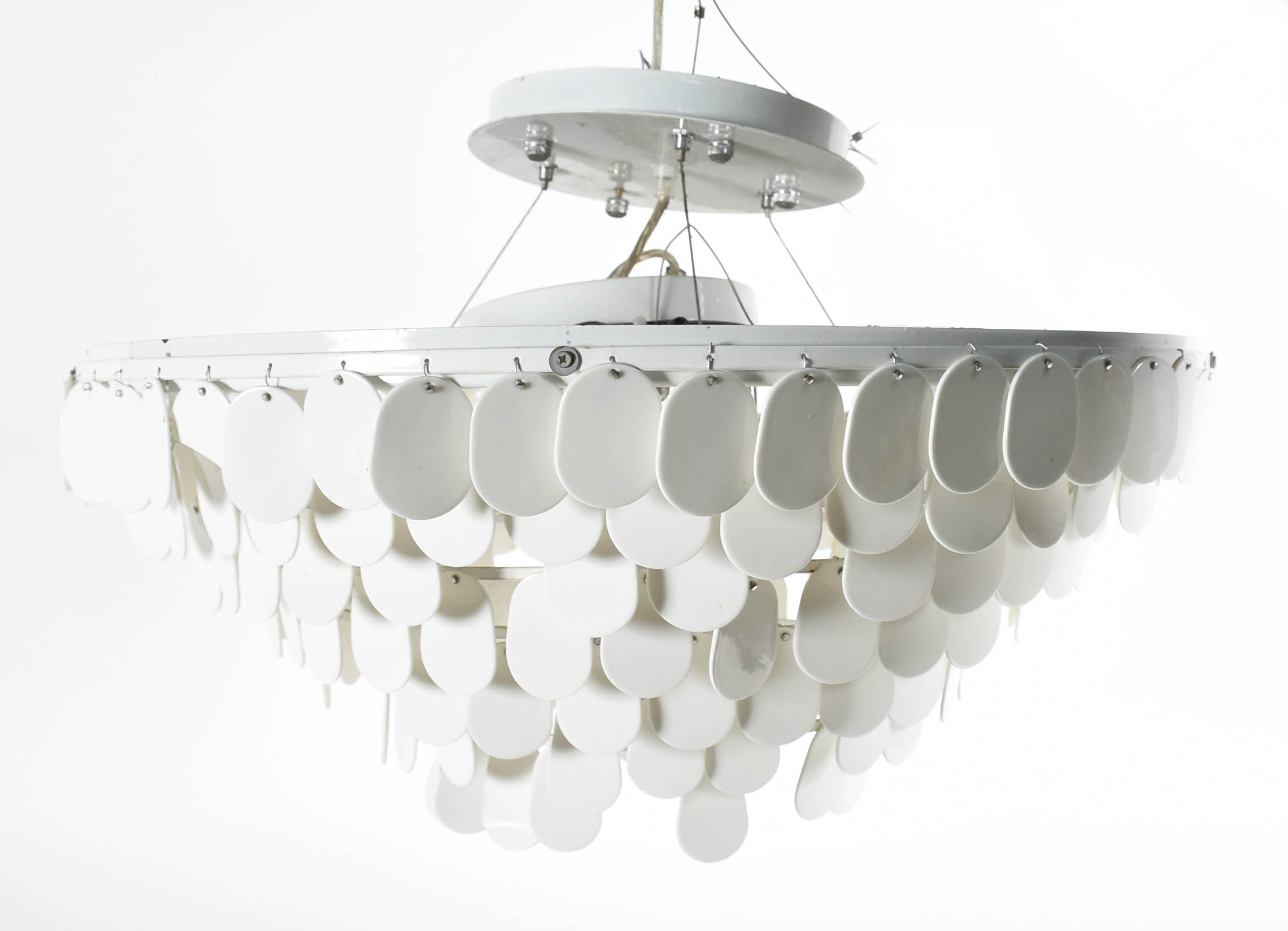 Lustre moderno com placas de vidro ovais branca (faltando várias... - foto 1 de 2