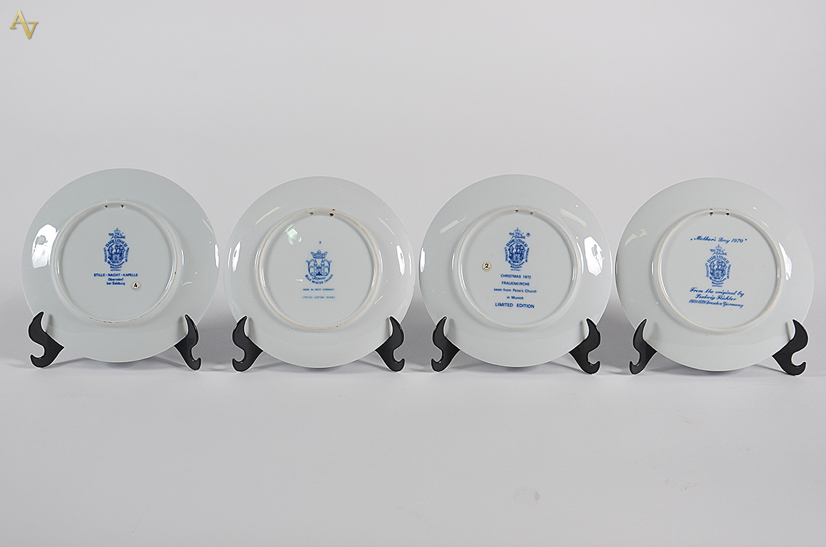 Conjunto com 4 pratos de porcelana alemã, comemorativos, decorados... - foto 3 de 3