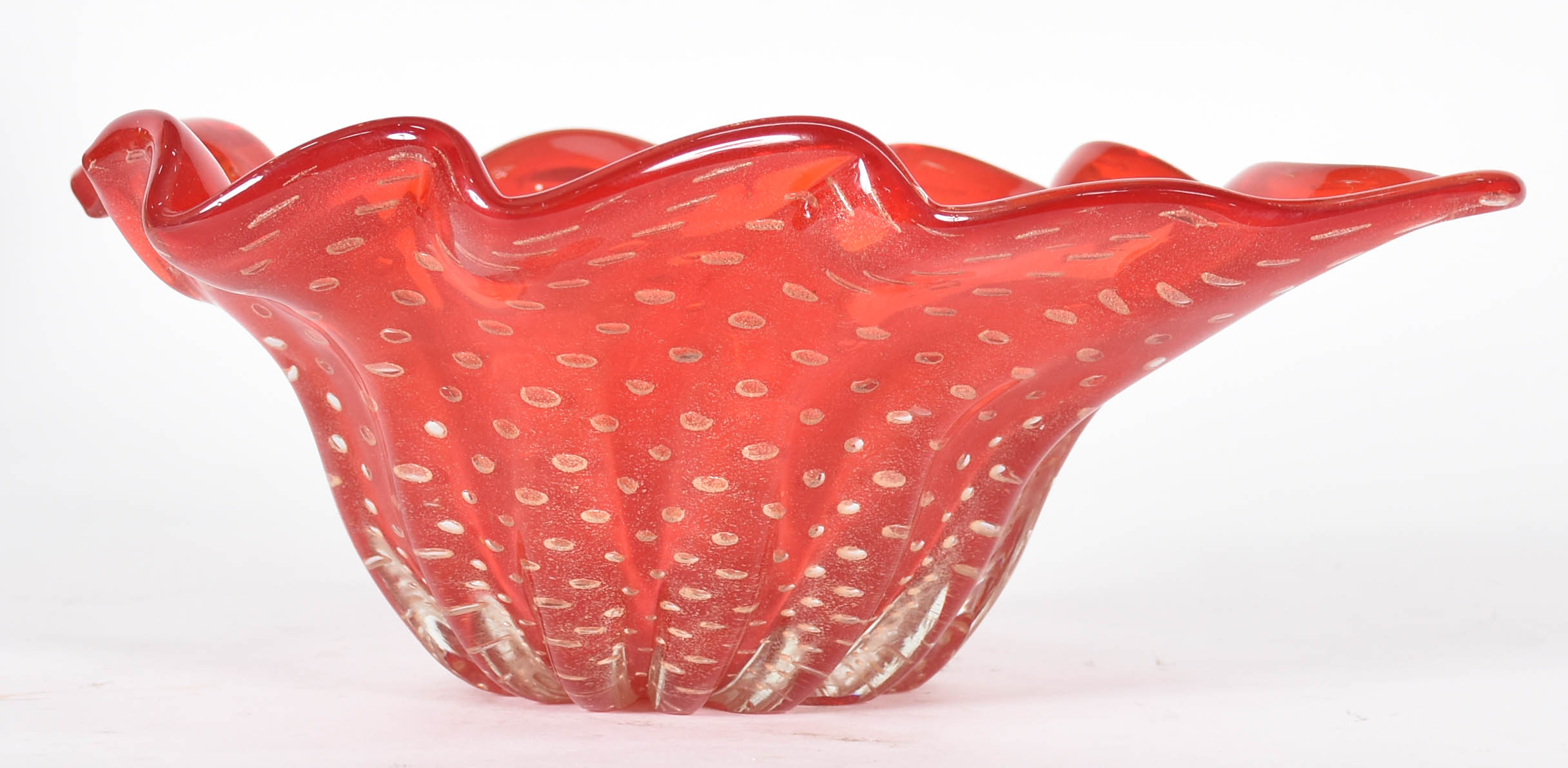 Centro de mesa de murano vermelho, no feitio de folha. - foto 5 de 5