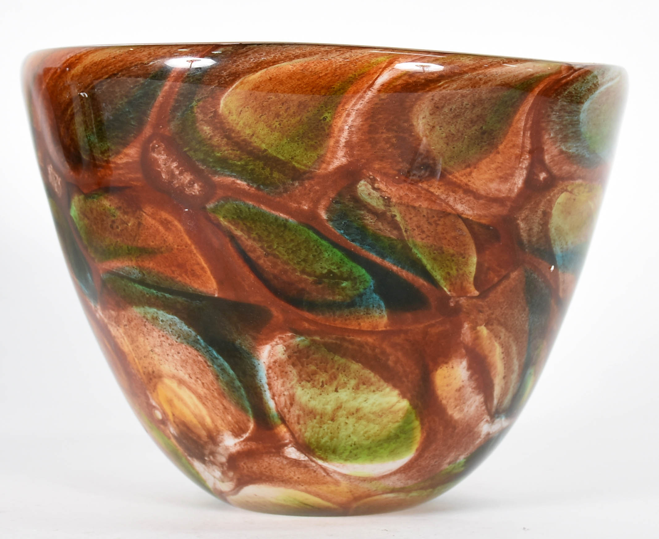 Vaso de murano decorativo com mesclas em tons de marrom e verde. - foto 1 de 3