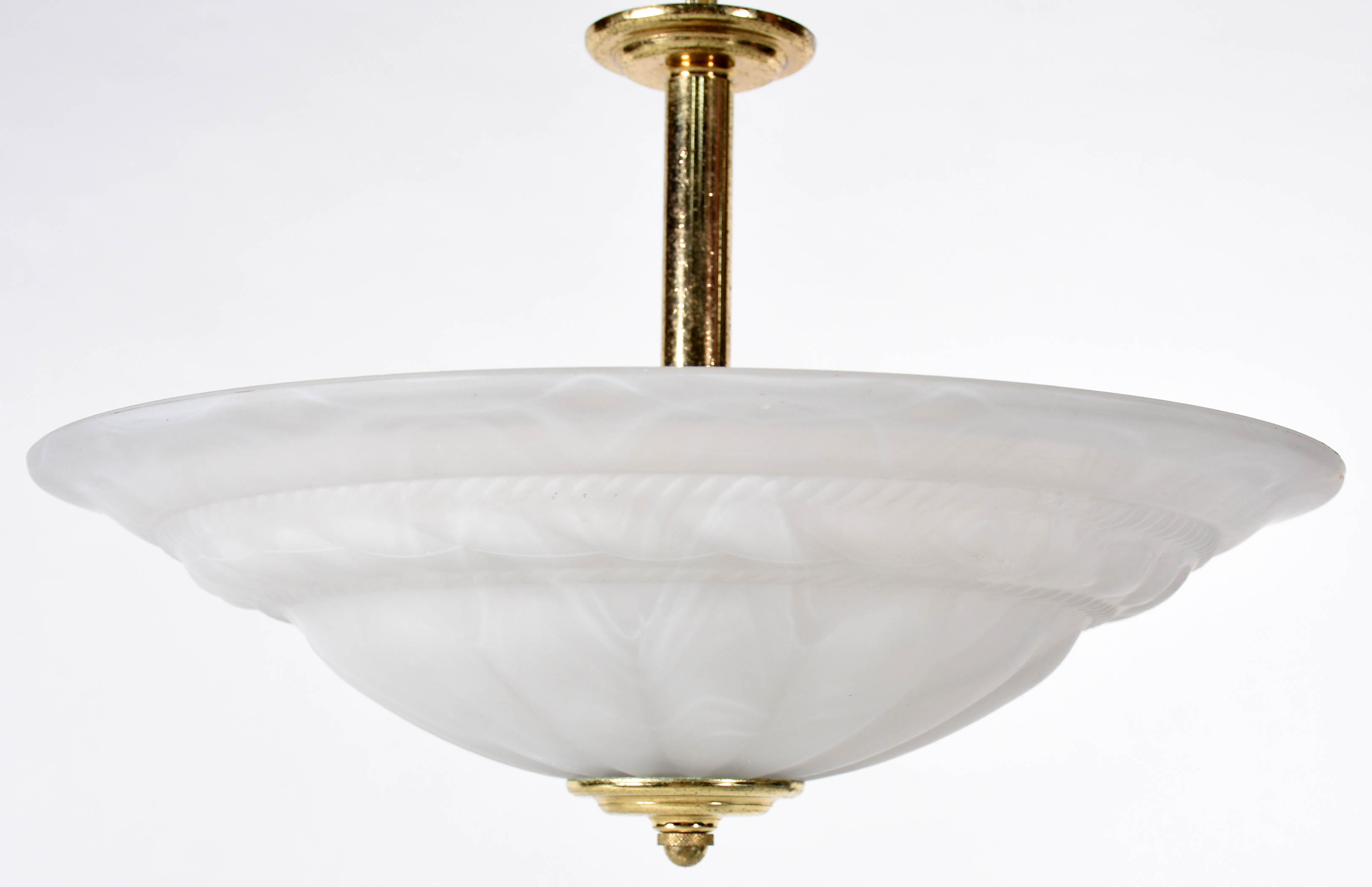 Luminária de teto com haste de metal dourado a plafonier de vidro... - foto 1 de 2
