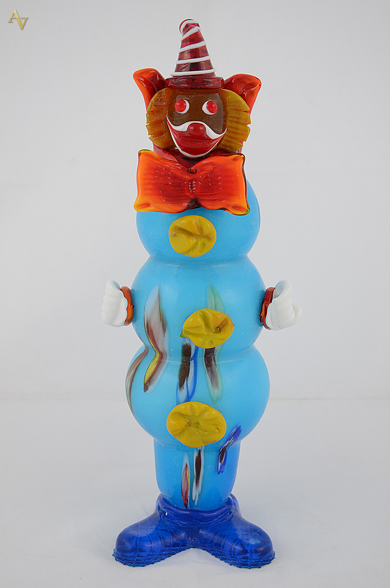 Palhaço de murano azul turquesa. Altura 32 cm. - foto 1 de 2