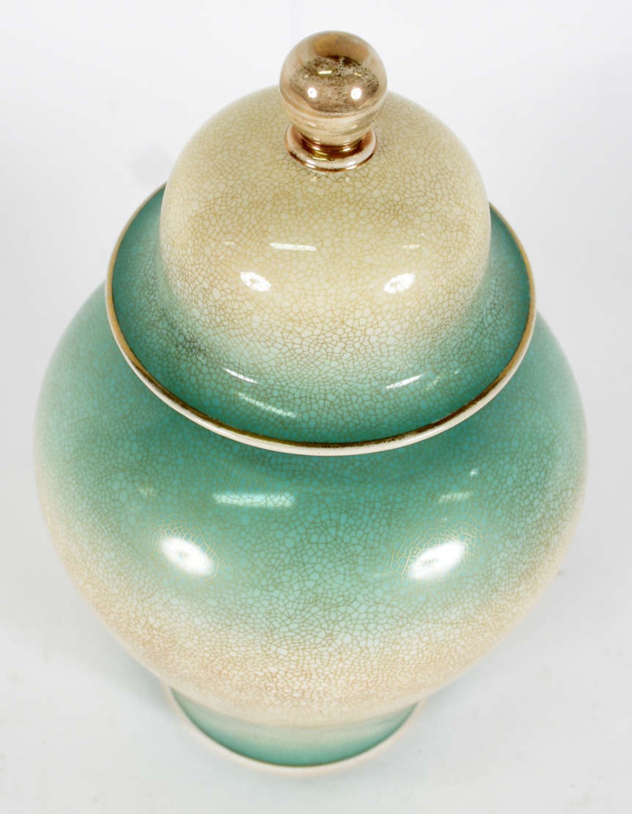 Potiche de porcelana alemã Rosenthal na cor verde degradé, detalhes... - foto 3 de 3
