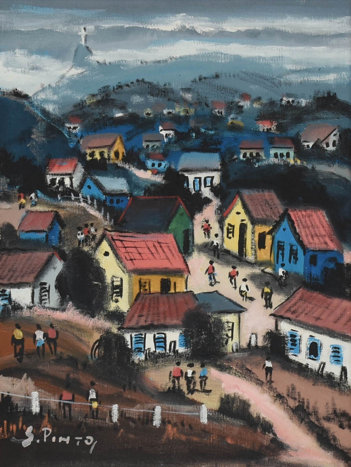 Sylvio Pinto (1918-1997), Paisagem com casas - foto 1 de 4