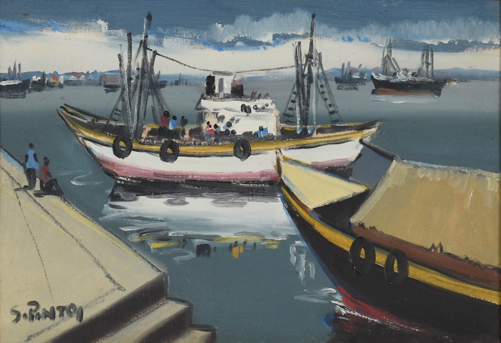 Sylvio Pinto (1918-1997), Marinha com barcos - foto 1 de 4