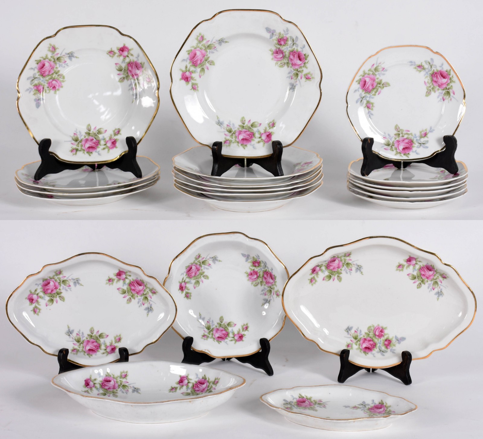 Aparelho de jantar de porcelana MAUÁ, decoração floral, composto por... - foto 1 de 5