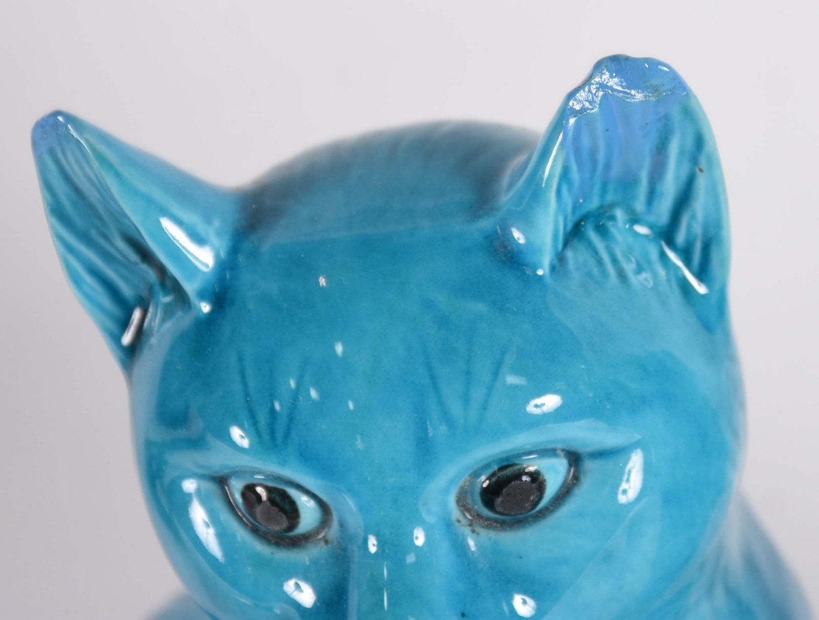 Par de gatos de porcelana azul turquesa (com restauro). - foto 4 de 4