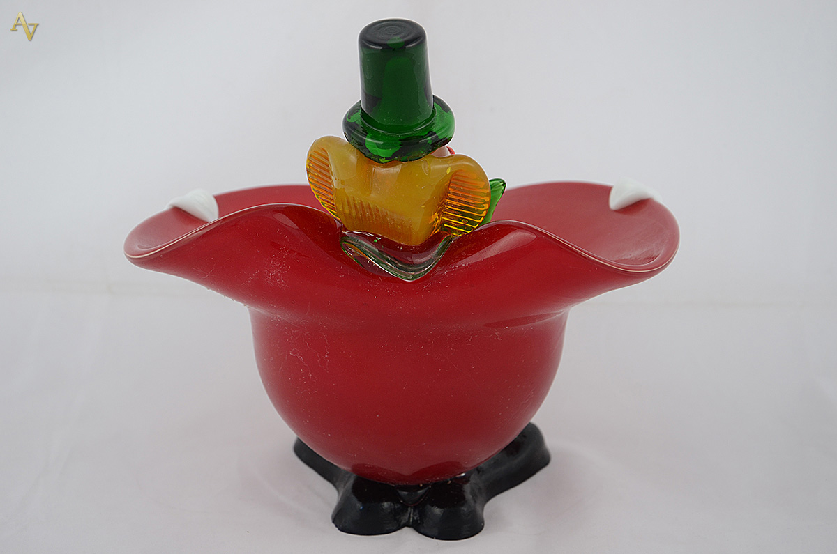 Baleiro de murano feitio palhaço vermelho. Altura 21,5 cm. - foto 2 de 2