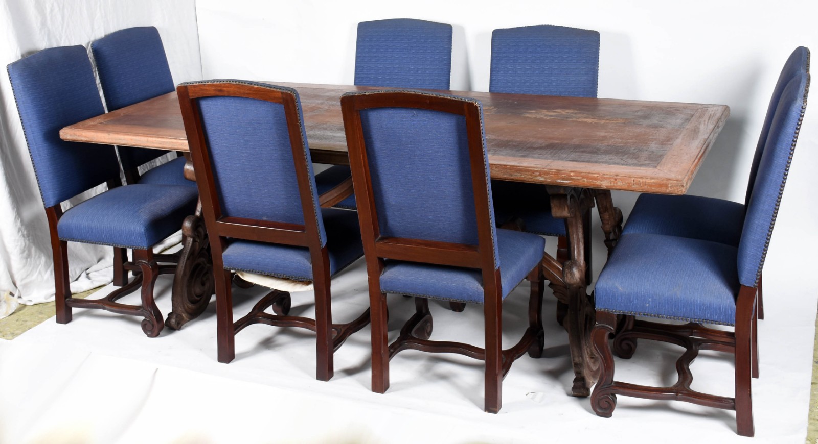 Mesa de jantar de madeira nobre estilo colonial brasileiro, pernas... - foto 1 de 8
