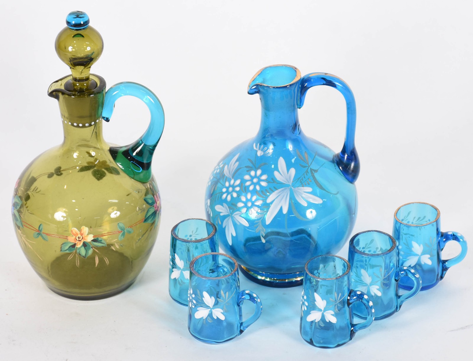 Conjunto de licoreira azul com 5 canecas e uma outra licoreira avulsa... - foto 2 de 5
