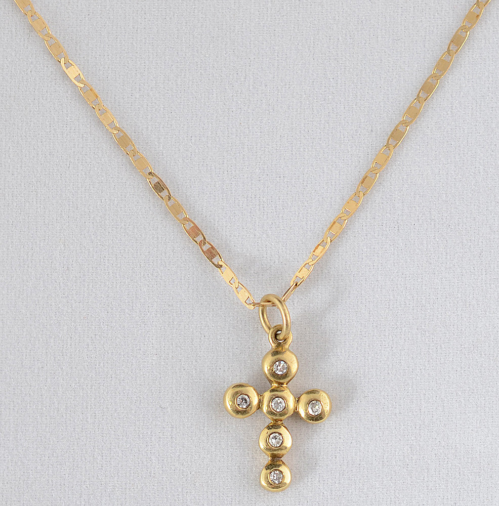 Colar de ouro 18 k com pendente em forma de cruz com 0,50 ct de... - foto 1 de 2