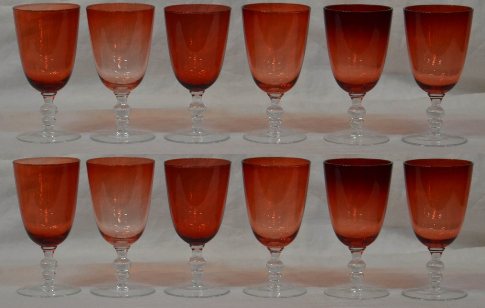 Doze copos de demi cristal cor vermelho. - foto 1 de 2