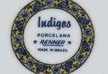 Conjunto de jantar de porcelana Renner, decoraç... - Conjunto de jantar de porcelana Renner, decoração "Indigo", composto de 12 pratos rasos, 12 fundos e 12 de sobremesa. Total 36 peças.