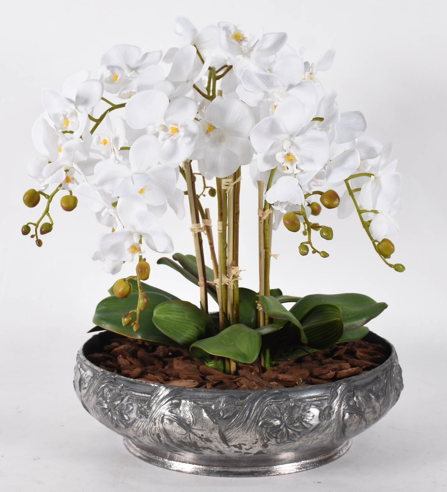 Cachepot de metal decoração ART NOUVEAU com composição floral de... - foto 1 de 4