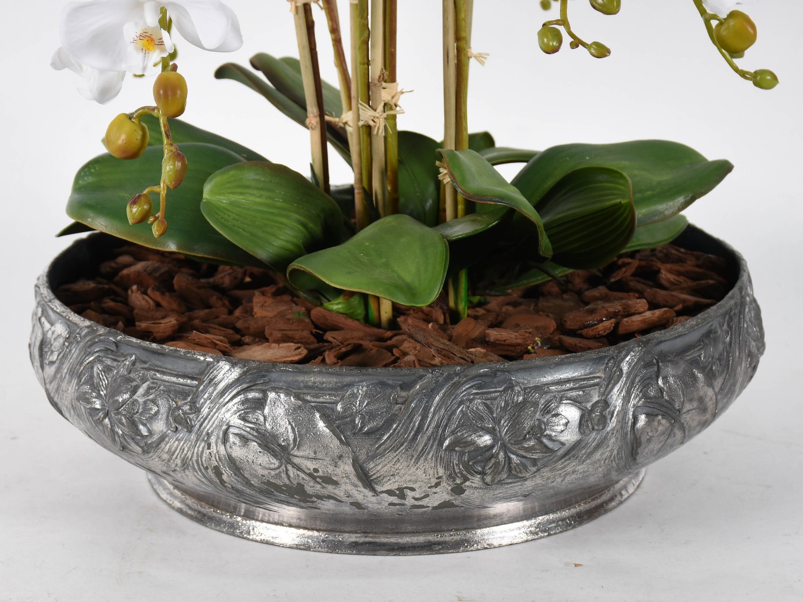 Cachepot de metal decoração ART NOUVEAU com composição floral de... - foto 2 de 4