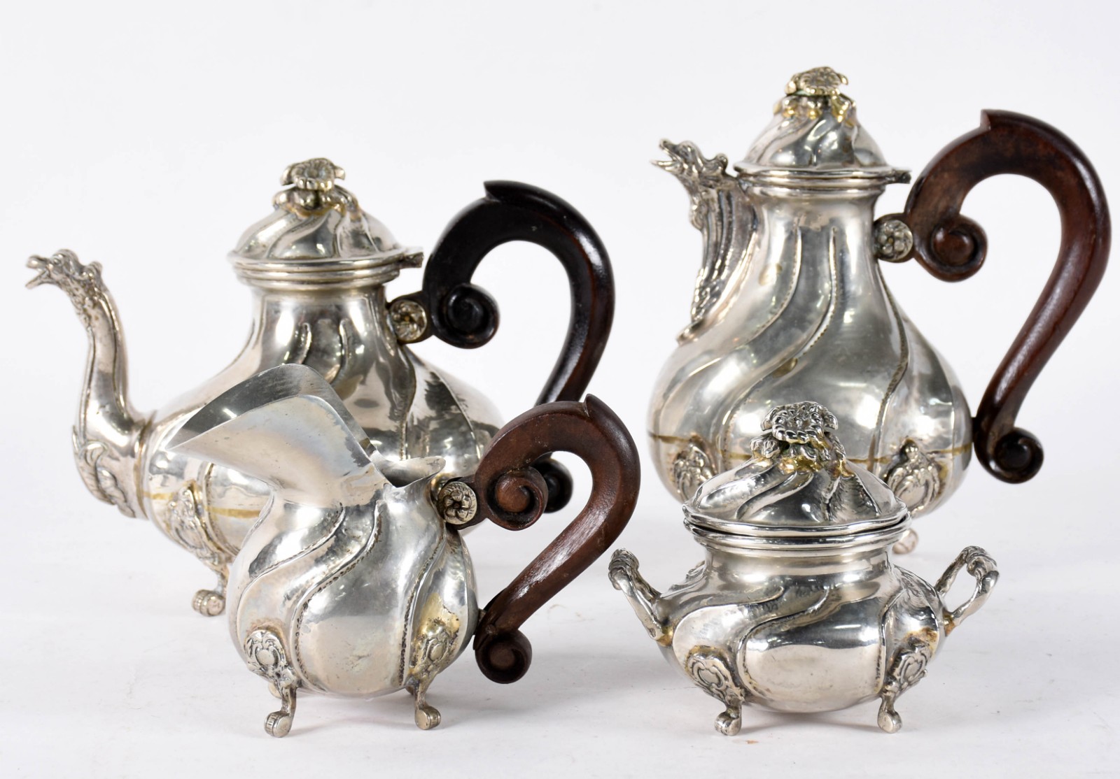 Conjunto para chá e café de metal prateado boliviano, alças de... - foto 1 de 4