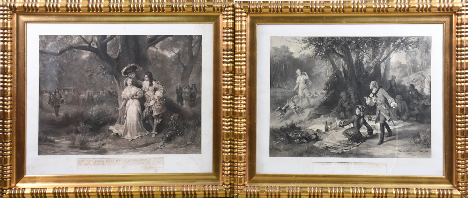 Par de gravuras francesas, representando LOUIS XIV ET M LLE DE LA... - foto 1 de 4