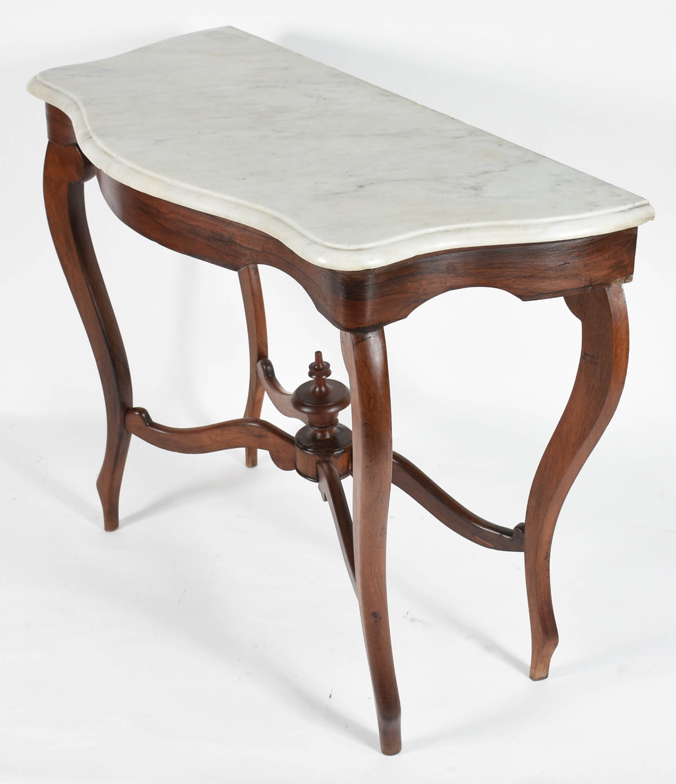 Antigo console de jacarandá maciço com mármore branco (pequeno... - foto 4 de 5