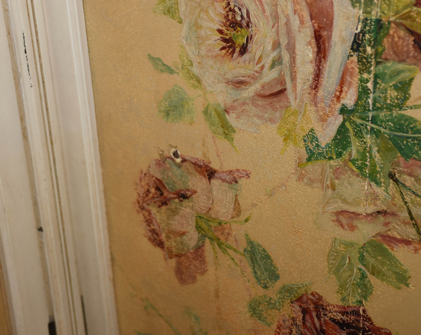 Biombo de canto ART NOUVEAU, duas folhas, madeira nobre pintada com... - foto 2 de 5