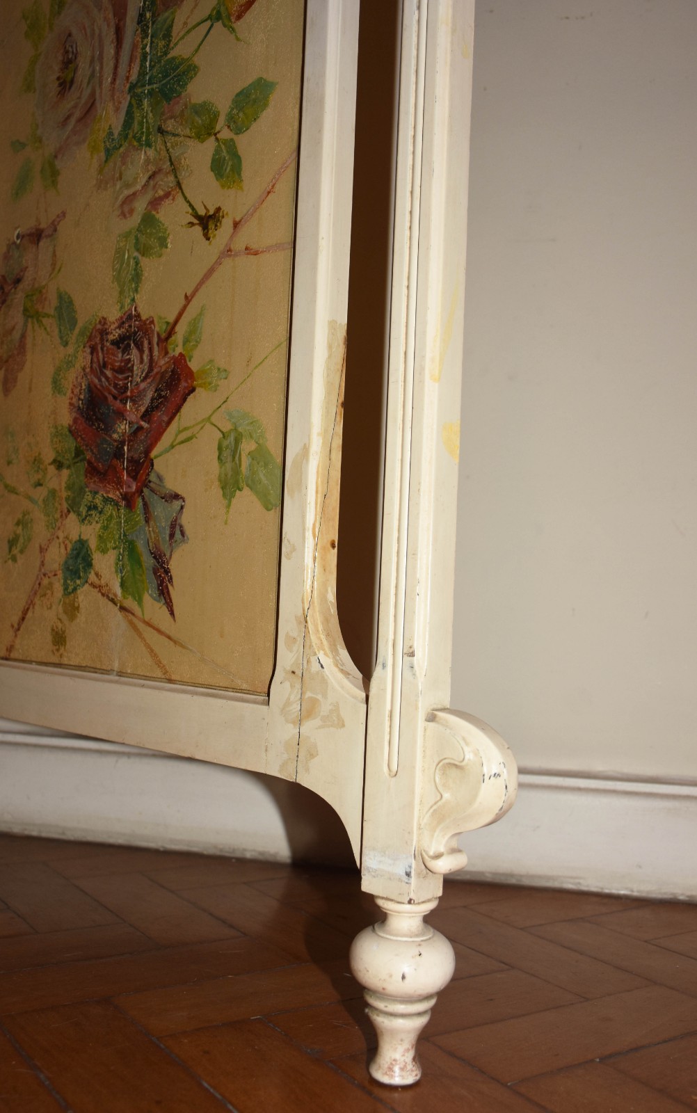 Biombo de canto ART NOUVEAU, duas folhas, madeira nobre pintada com... - foto 4 de 5