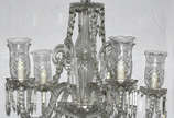Lustre de cristal com 5 braços , pingentes lapi... - Lustre de cristal com 5 braços , pingentes lapidados e mangas lavradas.