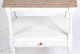Mesa auxiliar de madeira pintada de branco com ... - Mesa auxiliar de madeira pintada de branco com tampo de mármore e uma gaveta.