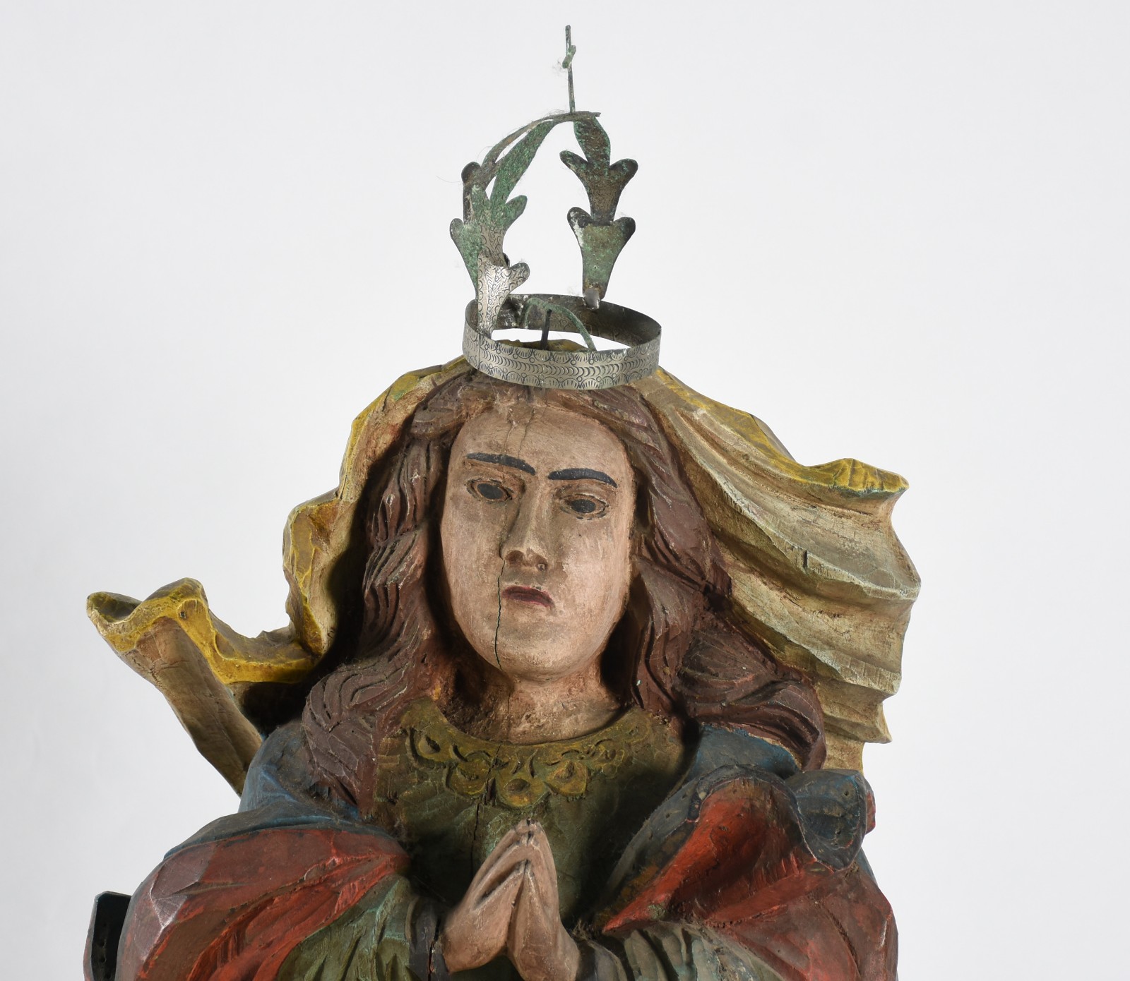 Nossa Senhora com dois meninos - Imagem de madeira entalhada e... - foto 3 de 6
