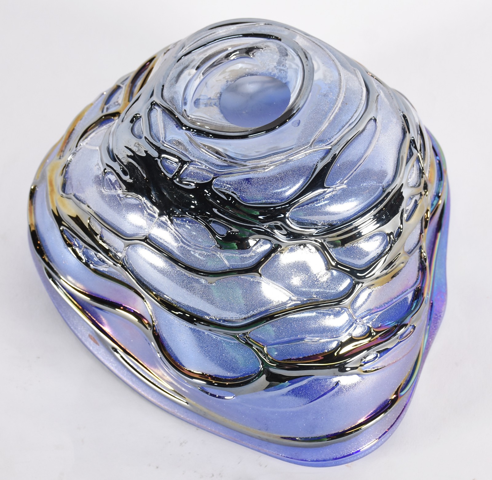 Centro de mesa de vidro decorativo com degrade na cor azul e prata. - foto 3 de 3