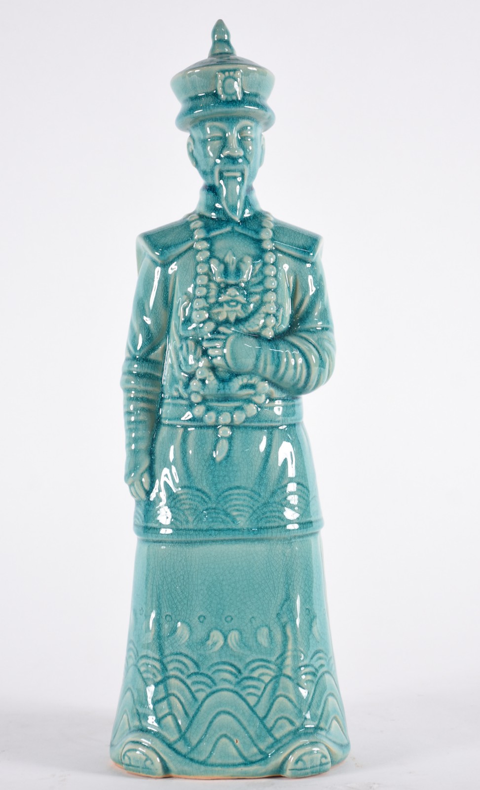 Estatueta de porcelana oriental na cor azul turquesa representando... - foto 1 de 3