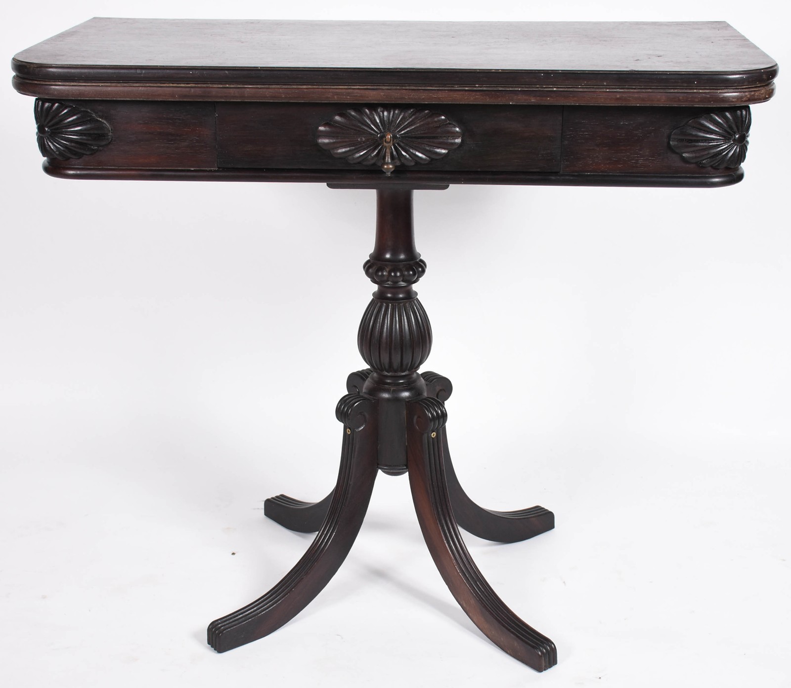 Mesa/console de madeira nobre com tampo dobrável, base feitio... - foto 4 de 7