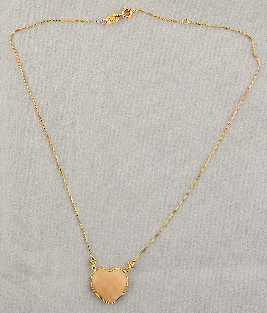Cordão de ouro 18 k com pendente de cristal nude modelo coração, 42... - foto 2 de 2