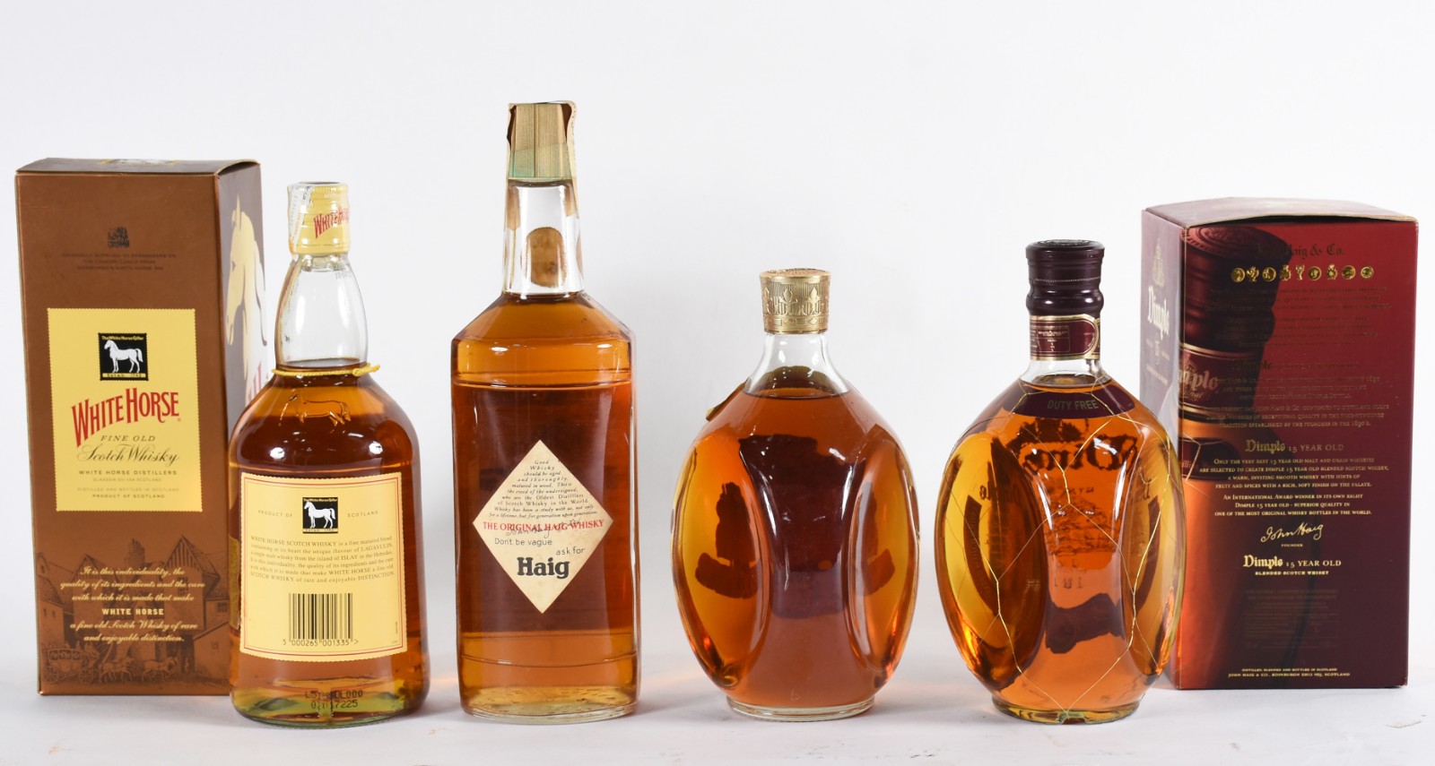 Quatro garrafas de whisky, sendo: 2 Dimple, White Horse, Haig. - foto 2 de 4
